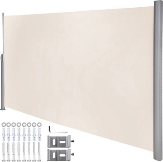 Windscherm - Uitschuifbaar Terras Rolgordijn - Uitschuifbare Zijluifel - Buitenprivacy Polyester - Waterdicht - Uitschuifbaar Terrasscherm - Ruimteverdeler - Windscherm - 160 x 300 cm