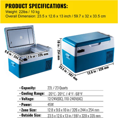 Auto Koelbox - Koelbox 12V - Koelbox Elektrisch - Autokoelkast - Auto Koelbox 12V - 22 Liter - Tot 48 Blikjes - Met App en Cup Holders
