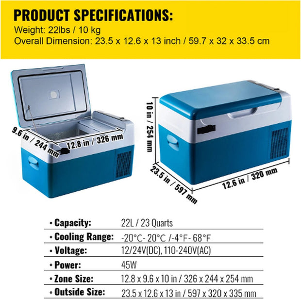 Auto Koelbox - Koelbox 12V - Koelbox Elektrisch - Autokoelkast - Auto Koelbox 12V - 22 Liter - Tot 48 Blikjes - Met App en Cup Holders