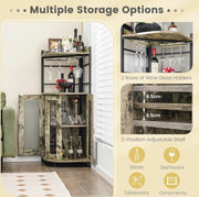 Hoekbarkast voor Wijn met Glazen Houder - Verstelbare Planken en Industrieel Design