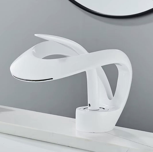 Luxury washbasin tap - Sink tap - Waterfall tap - Faucet - Mixer tap - White