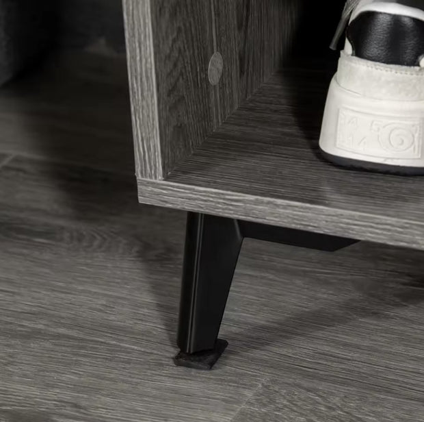 Kapstok - Garderobe rek - Kledingrek - 3 haken - Schoenen opslag - Plank - 2 deurtjes - Hout - Grijs - 60x34x170cm