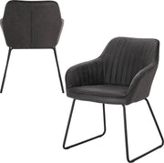 Eetkamerstoelen set van 2 - Luxueuze Velvet Stoelen - Eetkamerstoel - Stoelen met armleuning - Fluweel - Grijs