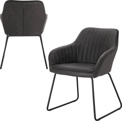 Eetkamerstoelen set van 2 - Luxueuze Velvet Stoelen - Eetkamerstoel - Stoelen met armleuning - Fluweel - Grijs