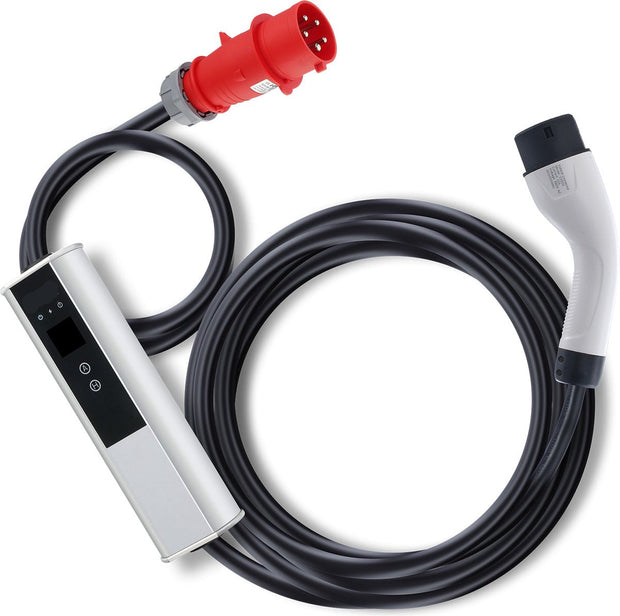 Laadkabel - 32A Lader - Type 2 EV - met CEE 32-stekker - Wallbox 7,36kW (enkelfasig) / 22kW (driefasig) - EV-laadstation - met 4 Stroomaanpassingsniveaus (16A/20A/24A/32A) - Voor Elektrisch Voertuig