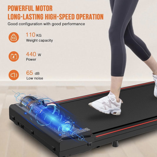 Compact portable electric treadmill - Flat treadmill - 1-6KM/H - LED display - Remote control - Energy efficient and low noise - Space saving