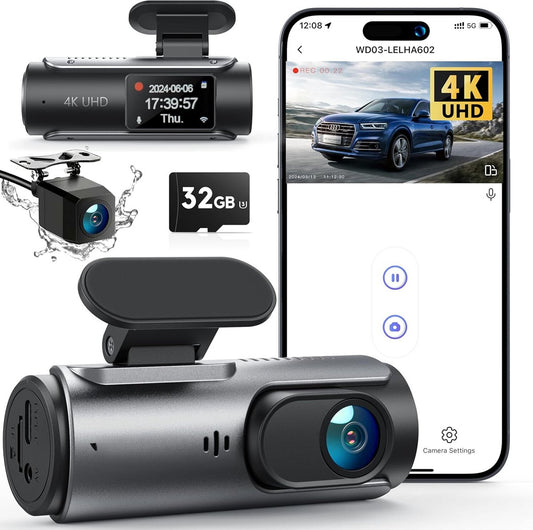 Dashcam voor auto - Dashcam - Dashcam voor auto voor en achter - Dashcam voor en achter - Dashcam voor en achter draadloos - Dual dashcam