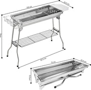 RVS Barbecue - Houtskool Grill - BBQ - Roestvrijstaal - 73 x 34 CM - Inclusief kookgereedschap - Zilverkleurig - RVS