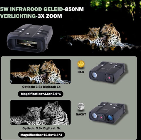 Nachtkijker met Infrarood - Verrekijker voor Volwassenen - Warmtebeeld Kijker met Nachtzicht - Inclusief 32GB SD Kaart