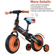 Loopfiets - Kinderfiets - Kleuterfiets - Peuterfiets - 4in1 kinderfiets - Afneembare trappers - Afneembare zijwieltjes - Verstelbaar zadel - Blauw - Zwart