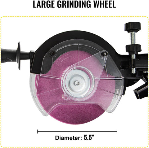 Aluminium Kettingzaag - Zaagkettingslijper - 230W - 3000 RPM - Werklamp & Antislip handvat - Kantelbare bankschroef - 5,5 Inch Slijpschijven - Breed toepasbaar
