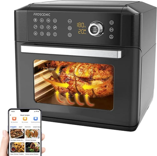 AirFryer XXL - Air Fryer - Heteluchtfriteuse - App control - Oven - Rotisserie - Dehydrator - Touch Screen - Turbo functie - 12 in 1 - 1700 watt - Zwart