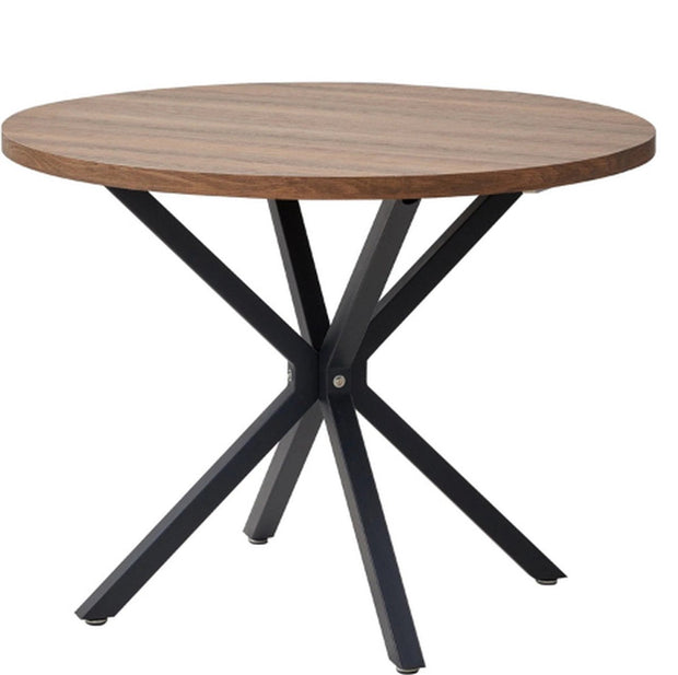 Ronde eettafel - Keukentafel - Ronde keukentafel voor 4 personen - Stalen frame - Hout tafelblad