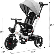 Kinderwagen - Driewieler - Kinderwagendriewieler - Babywagen - Babydriewieler - Babyfiets - Kinderwagenfiets - 6in1 - Verstelbaar - Elk terrein - Leeftijd aanpasbaar - Duwkinderwagen - Afneembaar vangrail - Opvouwbaar - Zonneklep - Hoge Rugleuning