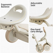 Opvouwbare Driewieler - Loopfiets met Pedalen - PU Wielen Schokabsorberend - LED Lamp - Veilig en Comfortabel - Binnen en Buiten - 1-5 Jaar - Uitgebreid Getest - Wit/Roze