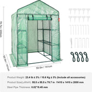 Filmkas - Tomatenkas - Met 4 planken - 141x141x200cm - PE Waterbestendige Hoes - UV - Bestendig - Stalen Frame - Groentekas voor Het Kweken van Groentenbloemen - Groen