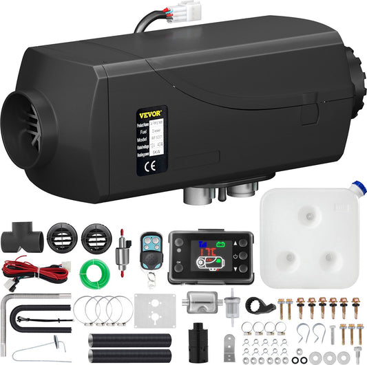 Diesel Standkachel - 5KW - 12V - Luchtverwarmer - met LCD Schakelaar - Brandstofverbruik Autoverwarming - Auto Heater - voor Auto's, Bussen, Campers, Vrachtwagens, Technische Voertuig - Zwart