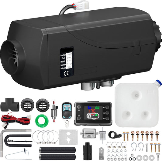 Diesel Parking Heater - 5KW - 12V - Air Heater with LCD Switch - Fuel Consumption - Car Heater - Car Heater - for Cars, Buses, Campers, Trucks, Technical Vehicle - Black