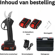Elektrische Snoeischaar - Met 2 Oplaadbare Accu's - Inclusief Opslagcase En Montagekit - Gemakkelijk Snoeien En Tuin Onderhouden -  21V - Zwart