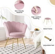Eetkamerstoel - Eettafel stoel - Fauteuil - Babykamer stoel - Leesstoel - fluwelen stoel - fluweel - Roze