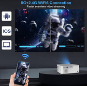 Projector - Mini beamer - Klein van formaat - Draagbaar - 1080 FULL HD - 4K - Video WIFI - Thuis bioscoop van hoge kwaliteit