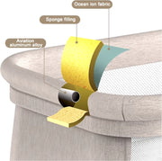Elektrisch babybed - Wieg - Baby bedje - Ledikant - Bluetooth - Verplaatsbaar - Draagbaar - Klamboe - Bruin/Khaki