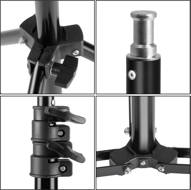 Fotostudio Softbox Verlichtingskit met Achtergrondframe - Achtergrondsysteem - Studio Fotografie - Inclusief 3 Achtergronden, Statief, Reflectorbord en 4 Paraplu's - Complete Set