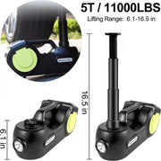 Auto Elektrische Krik, 5T Elektrische Hydraulische Krik, 12V Elektrische Krik Auto Autokrik, 1xGereedschapskist, 1xElektrische Slagmoersleutel, voor Garages, Boerderijen, Snelwegen, Verre Reizen