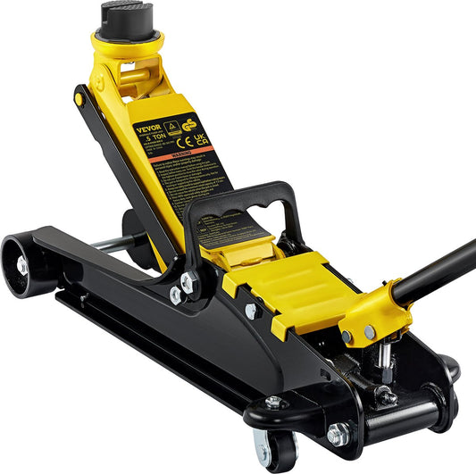 Laag Profiel Vloerkrik - Hydraulisch - Hefbereik 85-380 mm - Stalen Constructie - Veilig Rubber Zadel - Geschikt voor Auto's - SUV's, Vrachtwagens - QUORE