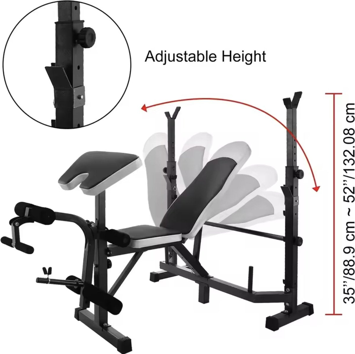 Halterbank - Trainingsbank - Fitness bank - Multifunctioneel - Bench press - Leg curl - Biceps