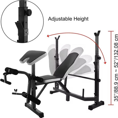Halterbank - Trainingsbank - Fitness bank - Multifunctioneel - Bench press - Leg curl - Biceps