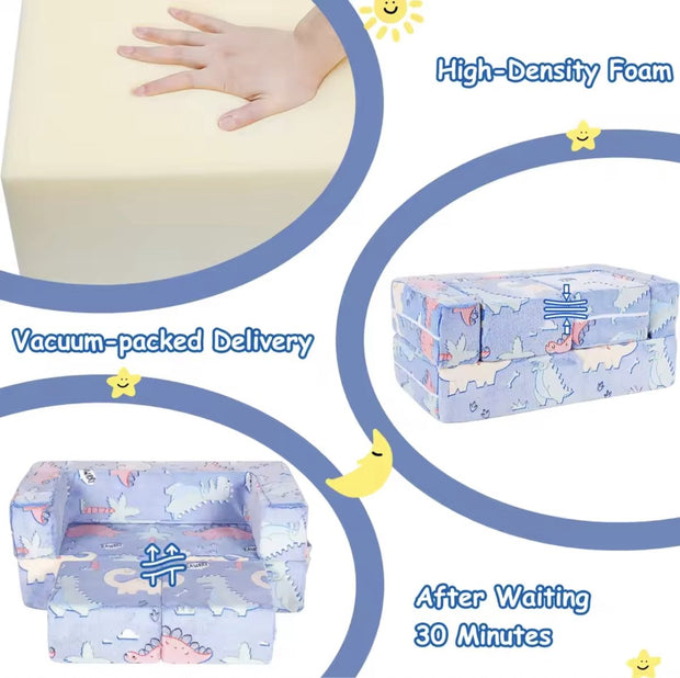 Kinder speelbank - Modulaire Speelbank - Kinderzetel - Wasbaar - Schuimkussen - Hutten bouwen - Fleece - Dino thema