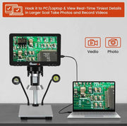 Digitale Microscoop - Met 9 Inch Verstelbare Display HD - LCD 1200x - Camera USB - 10 Led Lampen