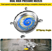 Hogedrukreiniger - Hogedrukreiniger Stoom - Terrasreiniger - met 2 Zeer Efficiënte Mondstukken - Maximaal Watertemperatuur 140 °F/60 °C - 51 cm - 304 Roestvrij Staal - Zilver