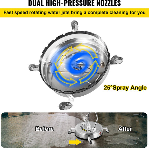 Hogedrukreiniger - Hogedrukreiniger Stoom - Terrasreiniger - met 2 Zeer Efficiënte Mondstukken - Maximaal Watertemperatuur 140 °F/60 °C - 51 cm - 304 Roestvrij Staal - Zilver
