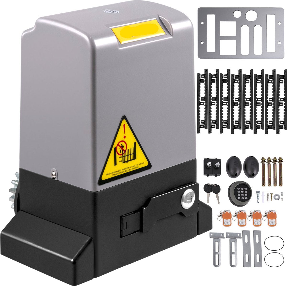 Schuifpoortopener - 1800 kg Draagvermogen - 8m Tandwielspoor - met 4 Afstandsbedieningen - Stofdicht en Corrosie - en Roestbestendig Behuizing - APP-Bediening - met Waterdicht - ObstakeldetecTietechnologie