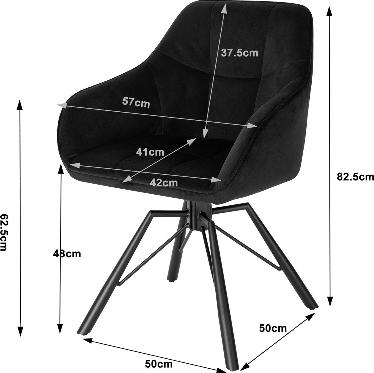 Eetkamerstoelen - met Armleuning - Eetkamer Stoelen set Van 2 - Comfortabel - Draaiend - Gestoffeerd - Turqoise