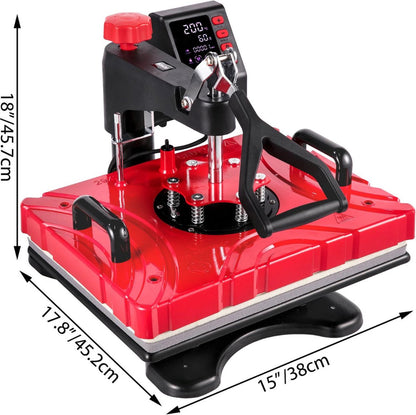 Transfer Press - Printing Machine - Heat Press - Printing Press - Heat Press Machine - Sublimation Printer - 38 x 30 CM - 360° Rotation - 1000W - Sublimation Machine - Red