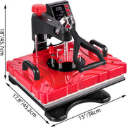 Transfer Press - Printing Machine - Heat Press - Printing Press - Heat Press Machine - Sublimation Printer - 38 x 30 CM - 360° Rotation - 1000W - Sublimation Machine - Red