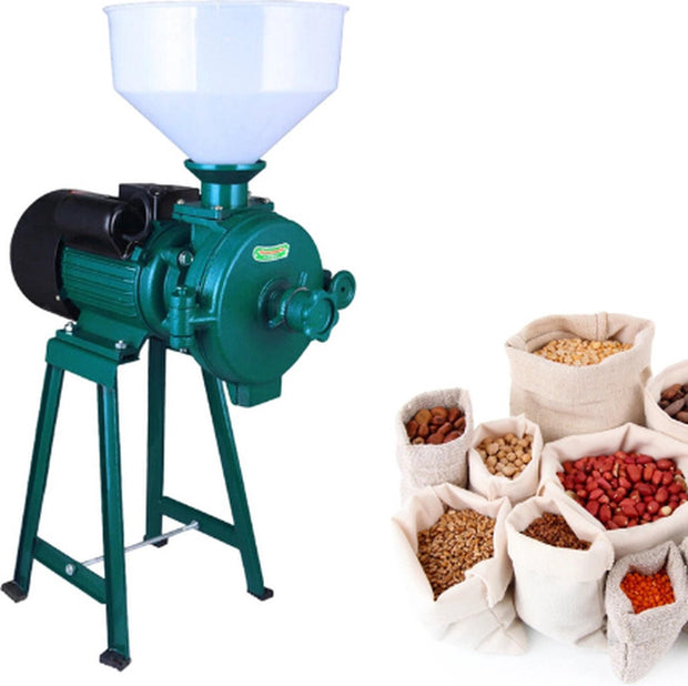Graanmolen - Met Trechter - Elektrische Voermolen - Droge Voedingsmolen - Freesmachine - 2200W - 230V - Groen