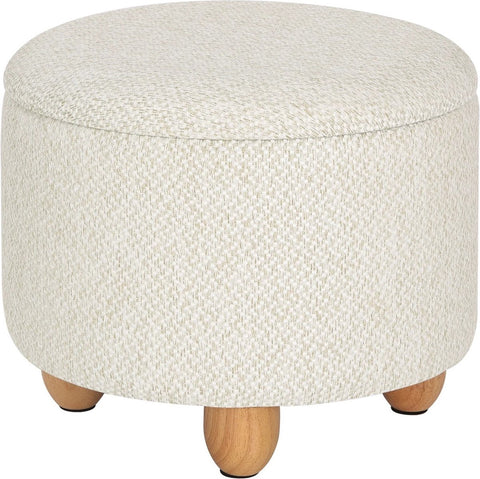 Gestoffeerde poef met opbergruimte – Beige - Multifunctionele poef met opbergruimte op poten – Draagvermogen 300 kg – Bijzettafel & kruk – 33 x 39 cm