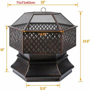 Vuurpot en BBQ - 28 inch - Buiten Stalen Vuurpot - Met Brandvertragende Mesh - Buiten - Barbecue