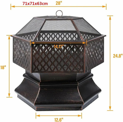 Vuurpot en BBQ - 28 inch - Buiten Stalen Vuurpot - Met Brandvertragende Mesh - Buiten - Barbecue