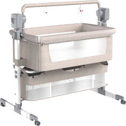 Elektrisch babybed - Wieg - Baby bedje - Ledikant - Bluetooth - Verplaatsbaar - Draagbaar - Klamboe - Bruin/Khaki
