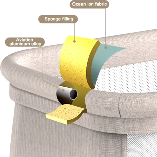 Elektrisch babybed - Wieg - Baby bedje - Ledikant - Bluetooth - Verplaatsbaar - Draagbaar - Klamboe - Grijs