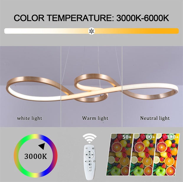 Hanglamp - Kroonluchter - Goud - Woonkamerlamp - Dimbaar Met Afstandsbediening - Moderne lamp - Eetkamer Lamp - LED Plafondlamp - Plafonniere