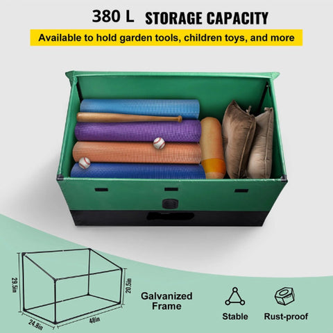 Opbergbox Tuin - Tuinkussenbox - Tuinkist - Kussendoos - Weersbestendig - Waterdicht - 380L - 122x63x75x52 cm - Tuinbox - Groen