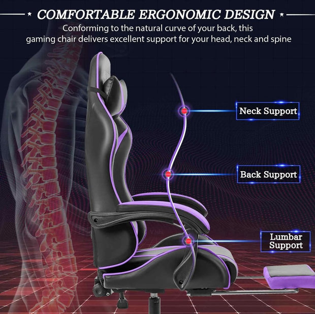 Bureaustoel - Gaming stoel - Ergonomische bureaustoel - Gaming chair - Gaming stoel met voetsteun - Gaming stoel met massage - Hoge Rugleuning - Verstelbare Draaistoel