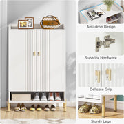 Praktisch Schoenenrek - Schoenenrek met 6 Niveaus - Schoenenkast - Schoenenrek Metaal Modern - Metaal - 75 x 37 x 111 cm - Wit