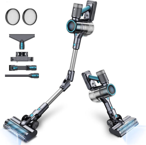 Cordless Stick Vacuum Cleaner - Bagless on Battery - 4 Different Attachments - Handheld Vacuum Cleaner - 380W - 27Kpa